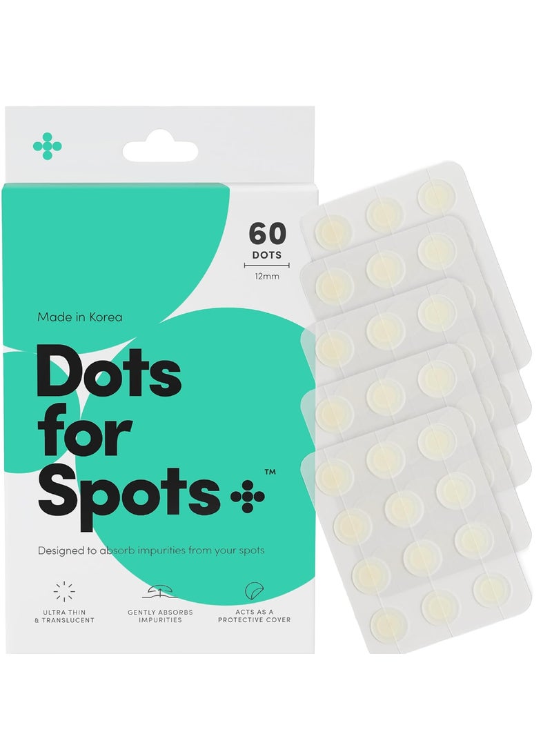 Dots for Spots Dots for Spots Pimple Patches  Fast Acting Translucent Hydrocolloid Zit Treatment Stickers for Face  Blemish Patch for Women Men  Teenagers  Made in Korea 60 count 
