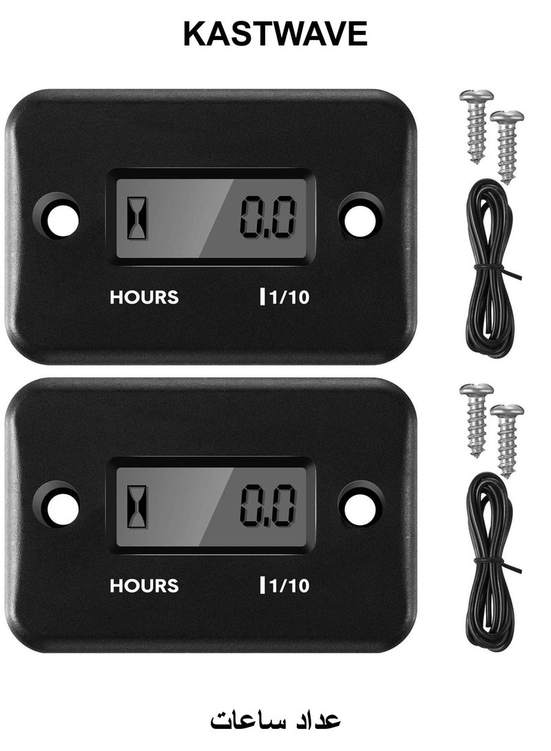 KASTWAVE Hour Meters for Small Engines, 2 Pcs Automatically Shutdown Tachometers,  Inductive Hour Meter for Gas Engine Lawn Mower Dirt Bike Motorcycle Motocross Snowmobile Karting Marine ATV Boat - Image 1