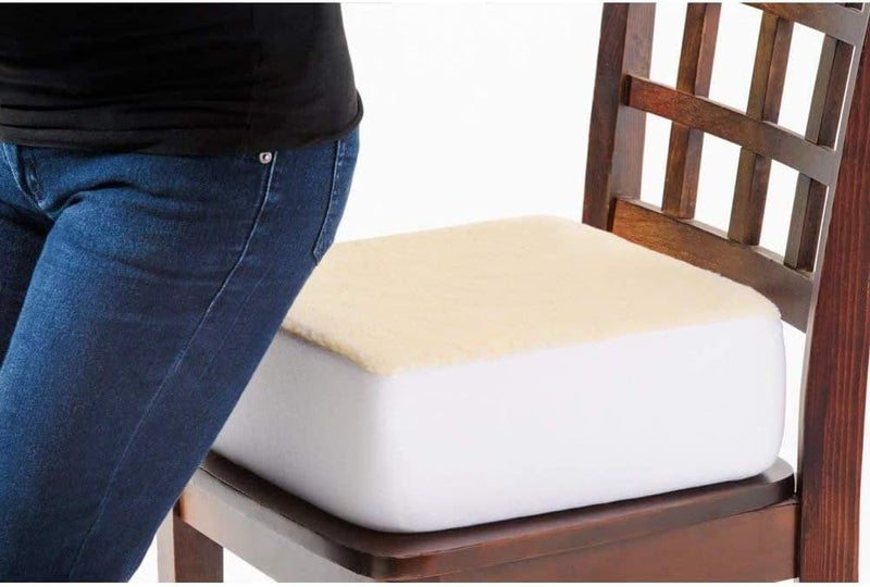 CAREACTIVE Comfort Finds Rise with Ease Seat Cushion - Thick Firm Chair Cushion Booster - Extra Thick Foam Pad for Home, Patio, Office and Car Seats - Extra Supportive Lift - 15.5 X 18 X 5 (Sherpa Cream) - Image 2