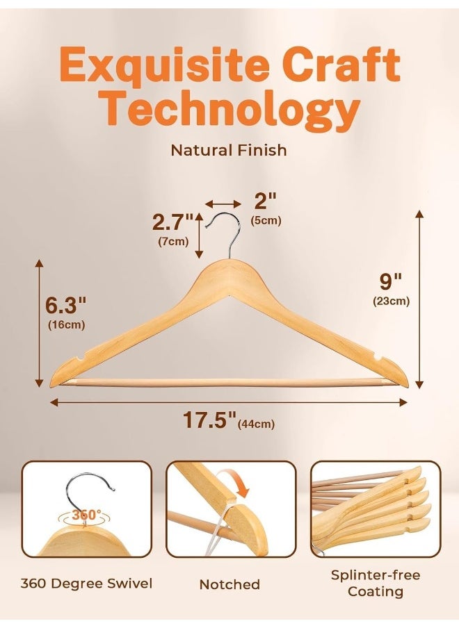 HOUSE DAY Roll over image to zoom in HOUSE DAY Wooden Hangers 20 Pack Natural Wood Clothes Hangers Smooth Finish Wooden Coat Hangers for Closet, Heavy Duty Hangers Solid Wood Hangers Suit Hangers for Clothes, Jacket, Shirt, Pants, Dress  - Image 3