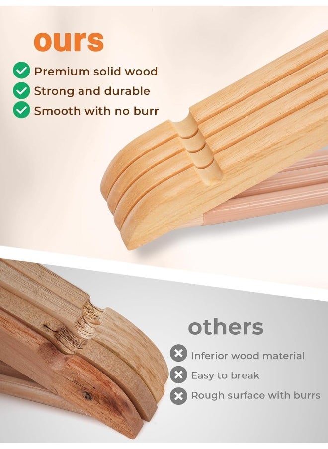 HOUSE DAY Roll over image to zoom in HOUSE DAY Wooden Hangers 20 Pack Natural Wood Clothes Hangers Smooth Finish Wooden Coat Hangers for Closet, Heavy Duty Hangers Solid Wood Hangers Suit Hangers for Clothes, Jacket, Shirt, Pants, Dress  - Image 4