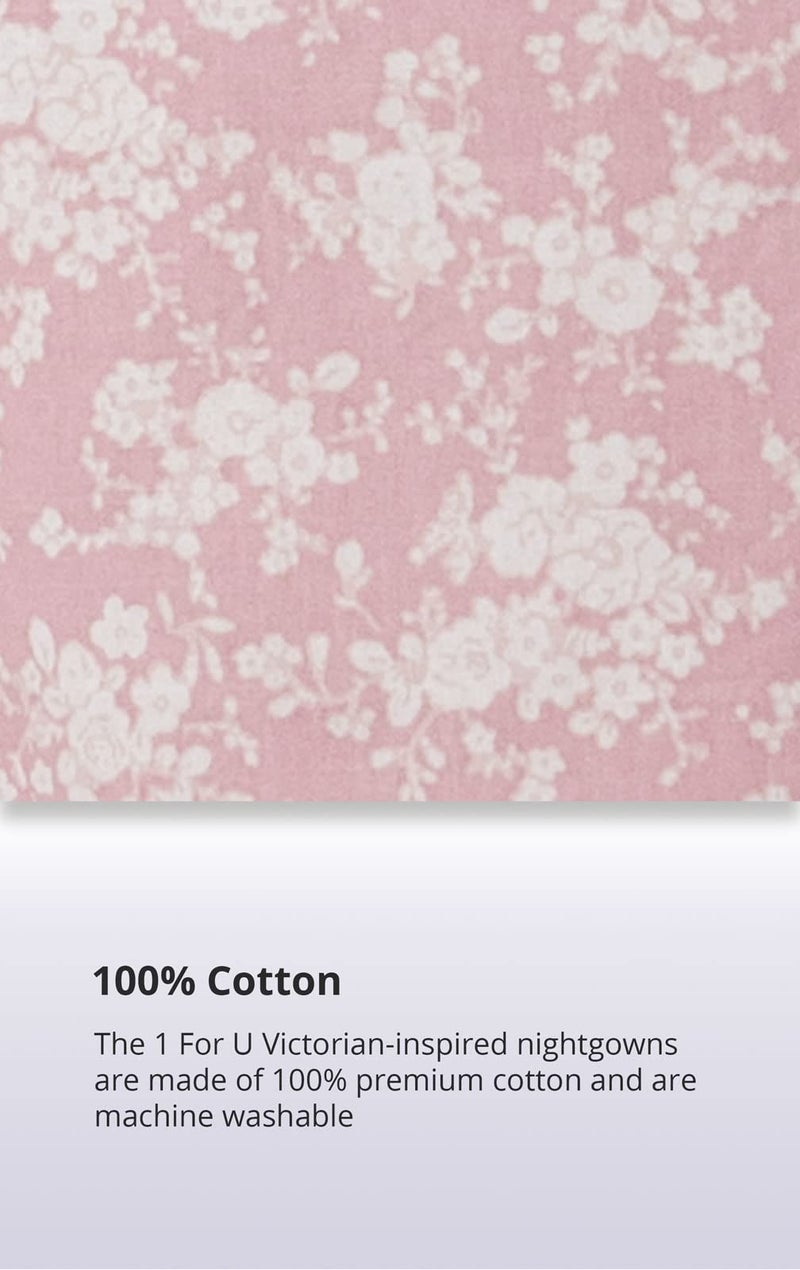 The 1 for U Night Gown For Ladies - Night Gowns For Adult Women, Pink Floral LG - Image 4