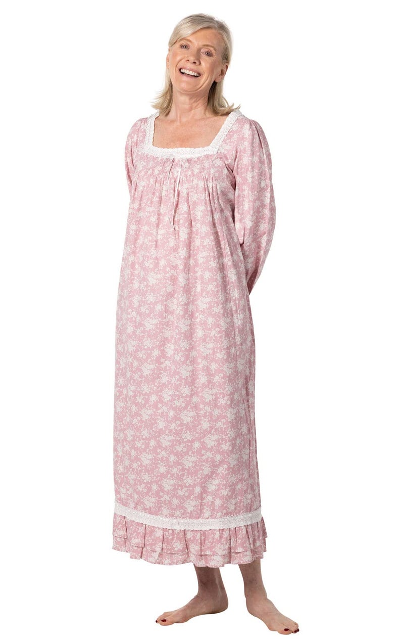 The 1 for U Night Gown For Ladies - Night Gowns For Adult Women, Pink Floral LG - Image 1