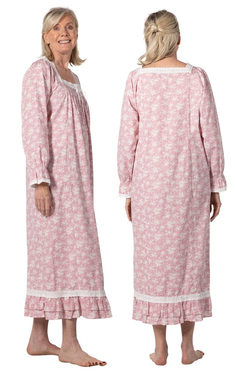 The 1 for U Night Gown For Ladies - Night Gowns For Adult Women, Pink Floral LG - Image 2