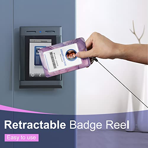 Toykee ID Badge Holder with Lanyard and Retractable Badge Reel Clip, Marble Pattern Card Name Tag Lanyard Vertical ID Protector Bage Clips for Nurse Nursing Doctor Teacher Student Purple - Image 3