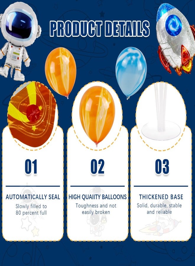 Ufurty Astronaut Balloons Table Centerpiece, 2 Sets Outer Space Themed Balloon Stands Party Table Decorations for Kids Birthday Baby Shower - 2 Pcs Astronaut & Rocket Foil Balloons and 18 Pcs Latex Balloons - Image 3