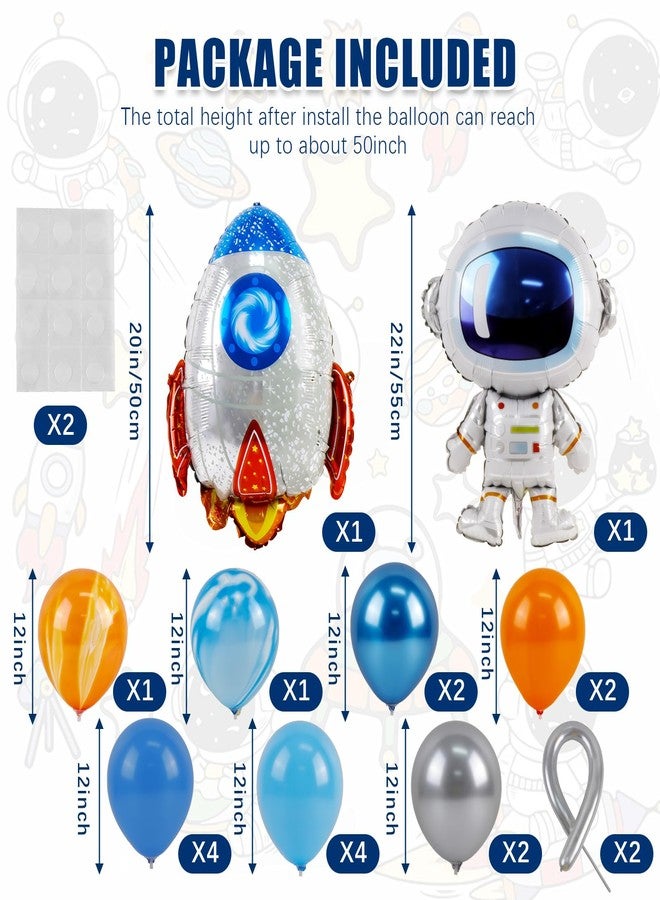 Ufurty Astronaut Balloons Table Centerpiece, 2 Sets Outer Space Themed Balloon Stands Party Table Decorations for Kids Birthday Baby Shower - 2 Pcs Astronaut & Rocket Foil Balloons and 18 Pcs Latex Balloons - Image 2