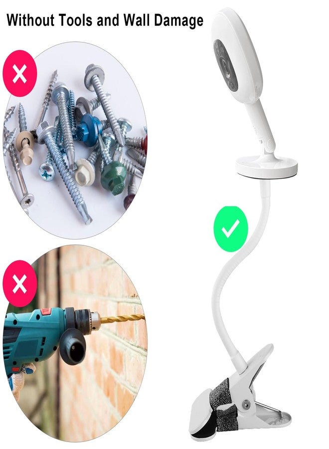 iTODOS Baby Monitor Mount Compatible with Nanit Pro Smart Baby Monitor & Flex Stand Baby Monitor, 8inches Flexible Arm Monitor Mount,Attach Your Baby Cam Wherever You Like-2Pack - Image 3