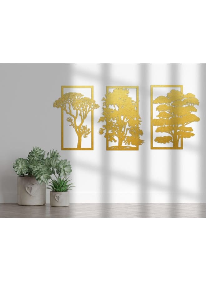 هوم جاليري لوحة فنية جدارية خشبية مقطوعة بالليزر ثلاثية الأشجار - Image 1