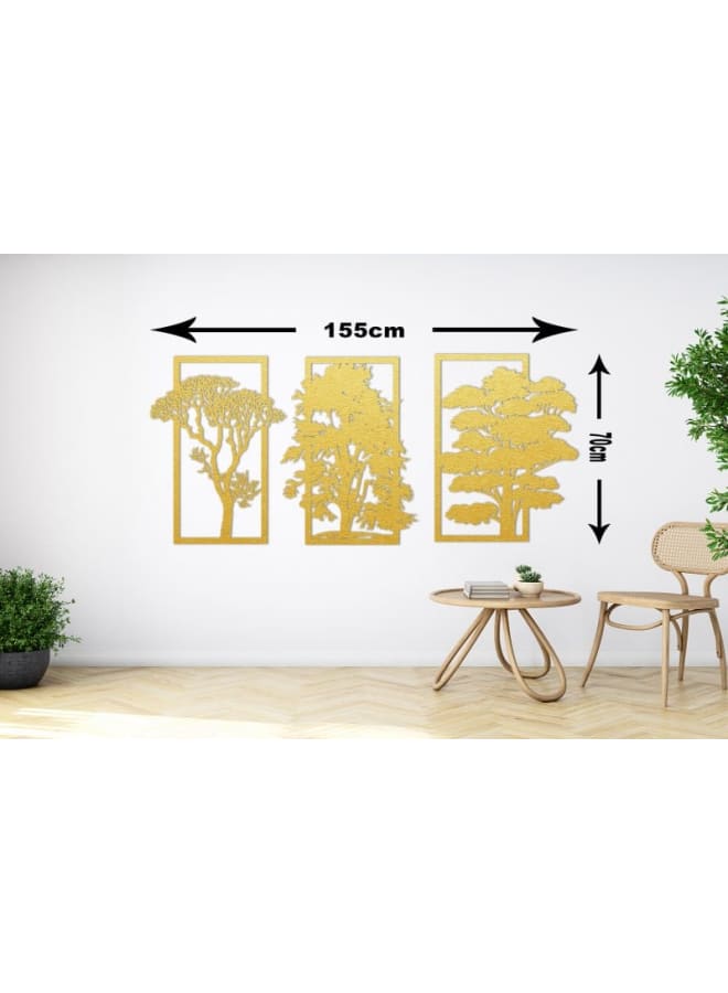 هوم جاليري لوحة فنية جدارية خشبية مقطوعة بالليزر ثلاثية الأشجار - Image 3