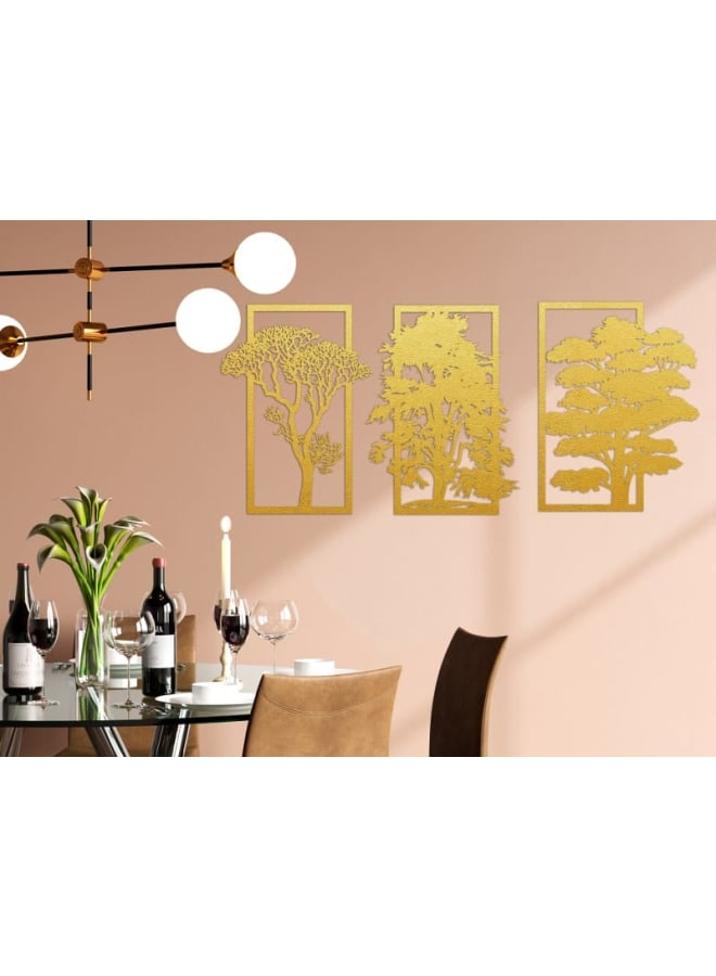 هوم جاليري لوحة فنية جدارية خشبية مقطوعة بالليزر ثلاثية الأشجار - Image 2