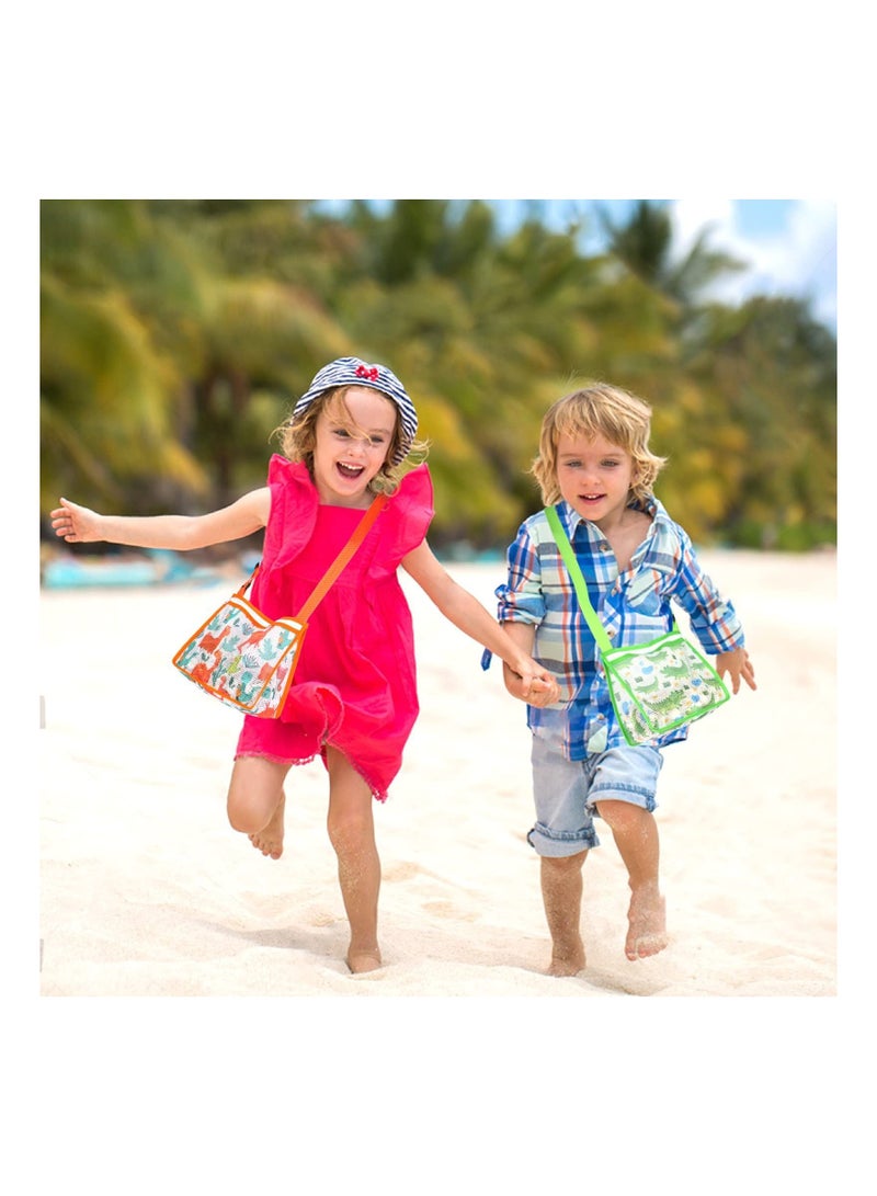 واي آند دي Beach Toy Mesh Bag Shell Collecting Bags with Adjustable Straps, Starfish Whale Dinosaur Crocodile Seashell for Holding Shells Swimming Accessories Boys and Girls (Only Bags) - Image 4