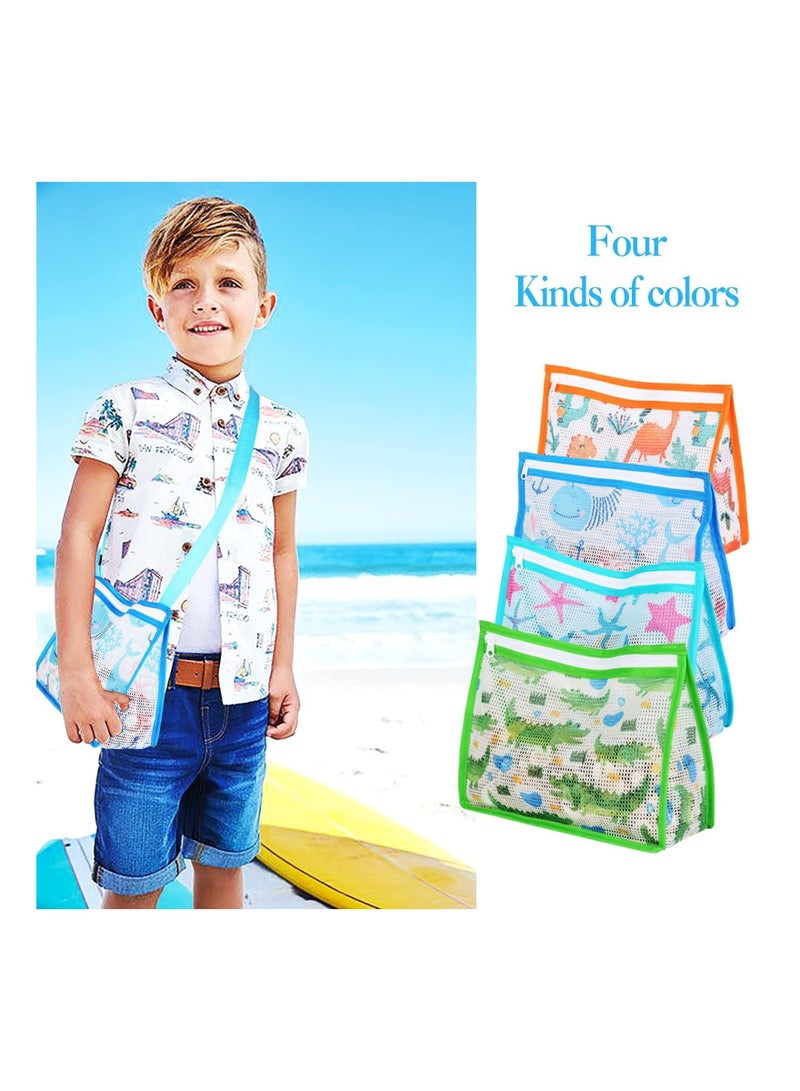 واي آند دي Beach Toy Mesh Bag Shell Collecting Bags with Adjustable Straps, Starfish Whale Dinosaur Crocodile Seashell for Holding Shells Swimming Accessories Boys and Girls (Only Bags) - Image 2