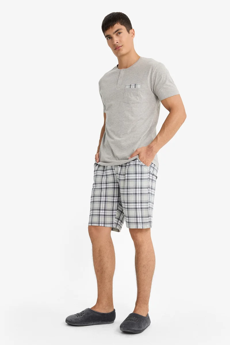 ديفاكتو Regular Fit Plaid Short Sleeve 2 Piece Set