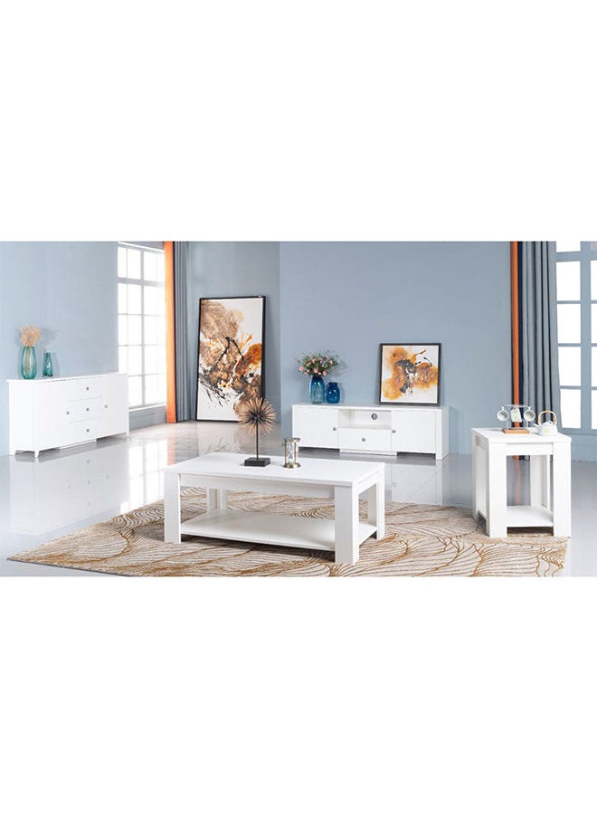 DANUBE HOME Heather Coffee Table 2-Tier Multifunctional Center Table Rectangular Modern Furniture For Living Room White 120x45x60 cm  - Image 1