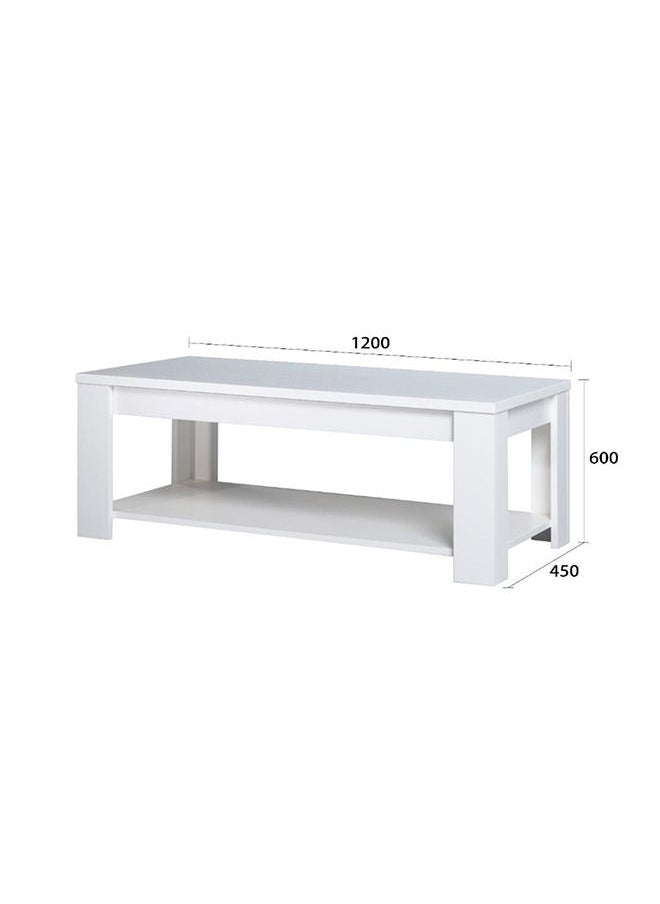 DANUBE HOME Heather Coffee Table 2-Tier Multifunctional Center Table Rectangular Modern Furniture For Living Room White 120x45x60 cm  - Image 5