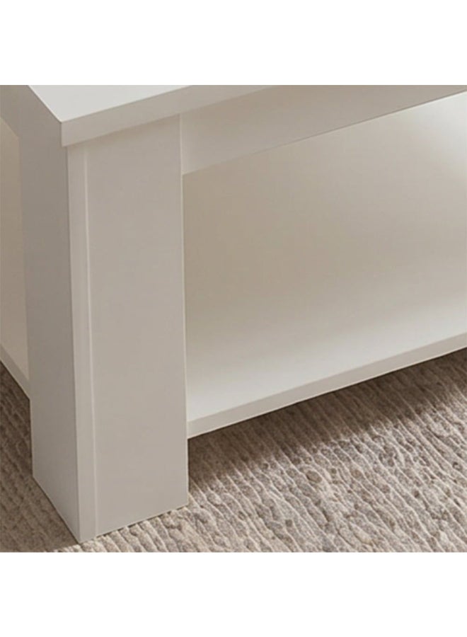 DANUBE HOME Heather Coffee Table 2-Tier Multifunctional Center Table Rectangular Modern Furniture For Living Room White 120x45x60 cm - Image 4