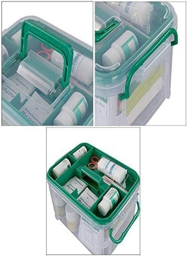 VDNSI Transparent Plastic First Aid Kit with Medicines Useful for Home Camping Travel Domestic and Industrial use Plastic Emergency Medical Kit Cabinet Organizer First Aid Box with Handle - Image 4