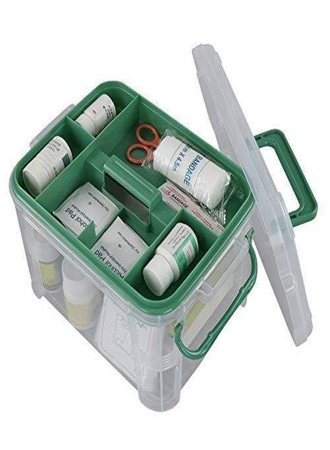 VDNSI Transparent Plastic First Aid Kit with Medicines Useful for Home Camping Travel Domestic and Industrial use Plastic Emergency Medical Kit Cabinet Organizer First Aid Box with Handle - Image 3
