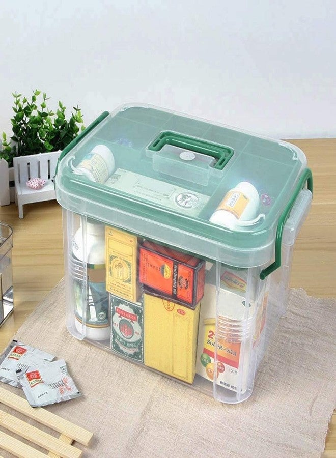 VDNSI Transparent Plastic First Aid Kit with Medicines Useful for Home Camping Travel Domestic and Industrial use Plastic Emergency Medical Kit Cabinet Organizer First Aid Box with Handle - Image 5
