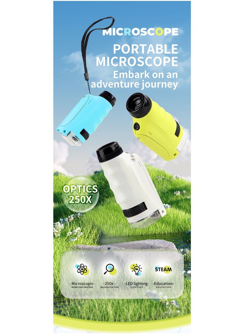 Generic - New Mini Microscope Primary And Secondary School Science Experiment Teaching Aids Set Children'S Educational Portable Microscope (Blue Single-Handheld Microscope + Small Mobile Phone Clip) - Image 1