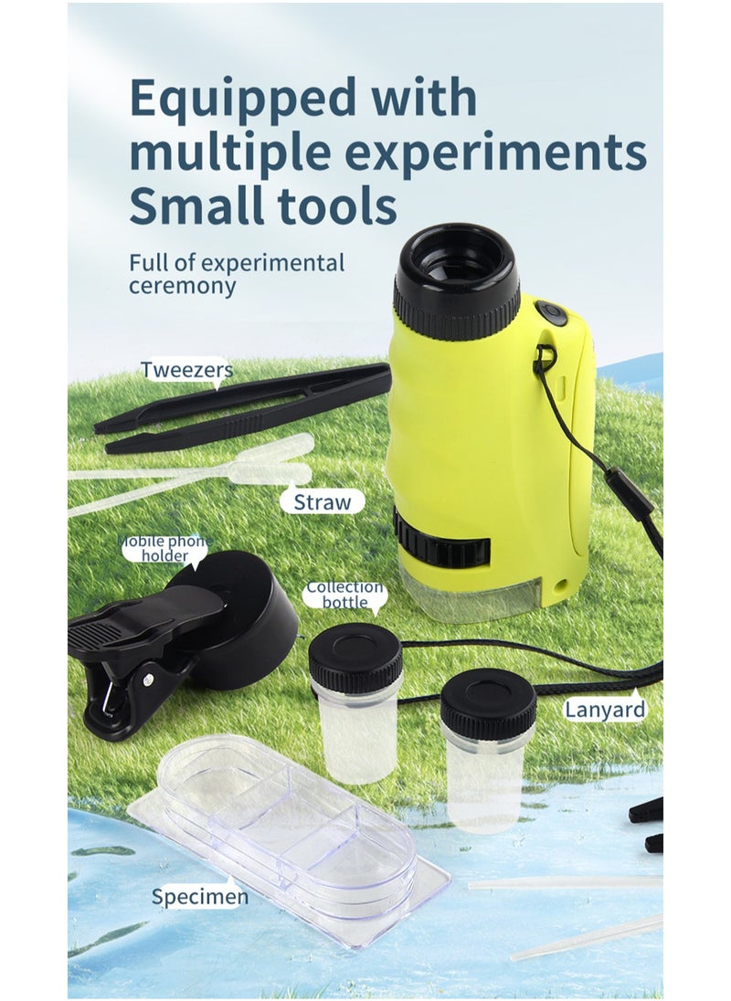 Generic - New Mini Microscope Primary And Secondary School Science Experiment Teaching Aids Set Children'S Educational Portable Microscope (Blue Single-Handheld Microscope + Small Mobile Phone Clip) - Image 1
