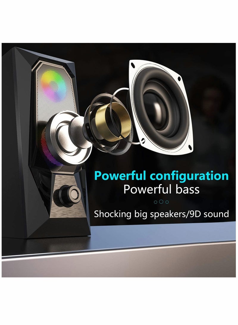 KASTWAVE Computer Speakers, RGB Color LED Light-Emitting Speakers, USB2.0 Channel PC Speakers, Stereo Subwoofer Computer Speakers, Suitable for PC, Tablet, Notebook, Desktop Computer, Mobile Phone, MP3, MP4 - Image 4