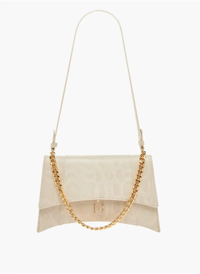 Flora Bella By Shoexpress Womens Textured Shoulder Bag With Chain Strap And Button Closure