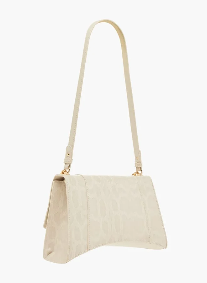 Flora Bella By Shoexpress Womens Textured Shoulder Bag With Chain Strap And Button Closure