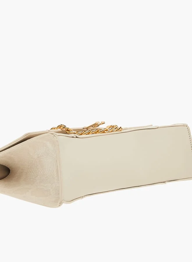 Flora Bella By Shoexpress Womens Textured Shoulder Bag With Chain Strap And Button Closure