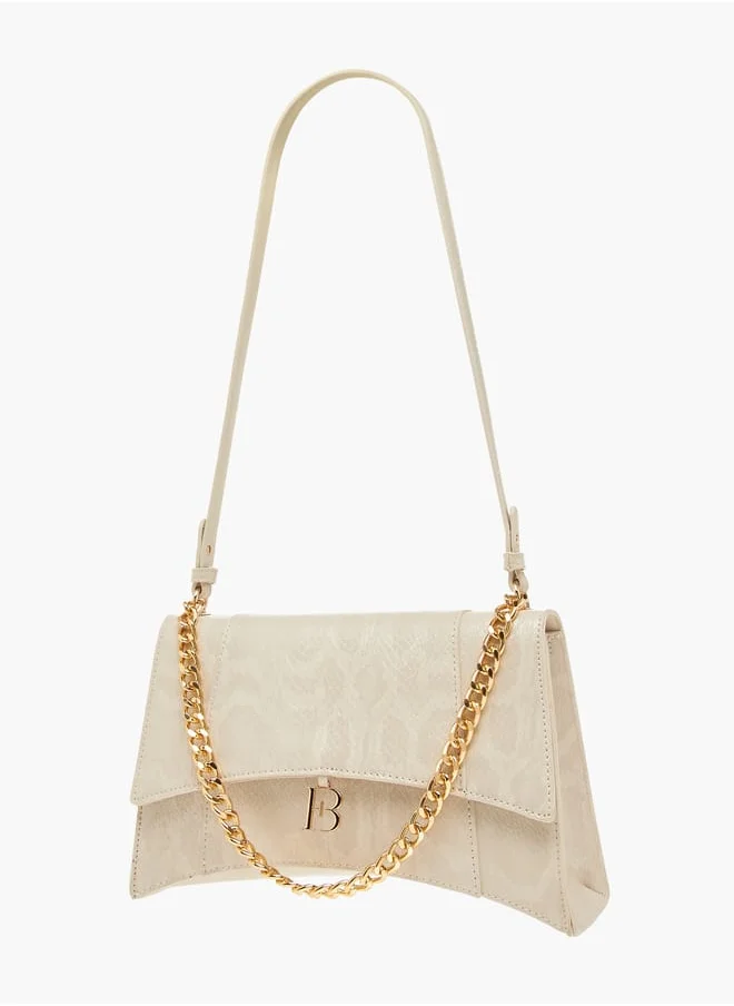 Flora Bella By Shoexpress Womens Textured Shoulder Bag With Chain Strap And Button Closure