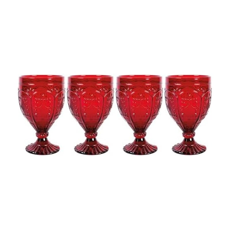 Fitz & Floyd Fitz and Floyd Trestle Glassware Ornate Goblets, 4 Count (Pack of 1), Red - Image 1
