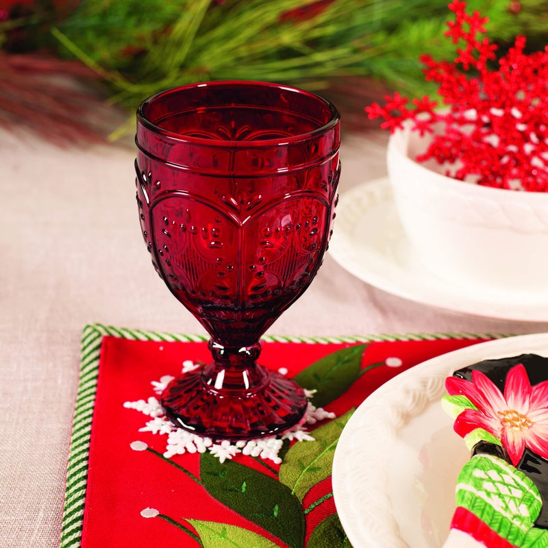 Fitz & Floyd Fitz and Floyd Trestle Glassware Ornate Goblets, 4 Count (Pack of 1), Red - Image 5