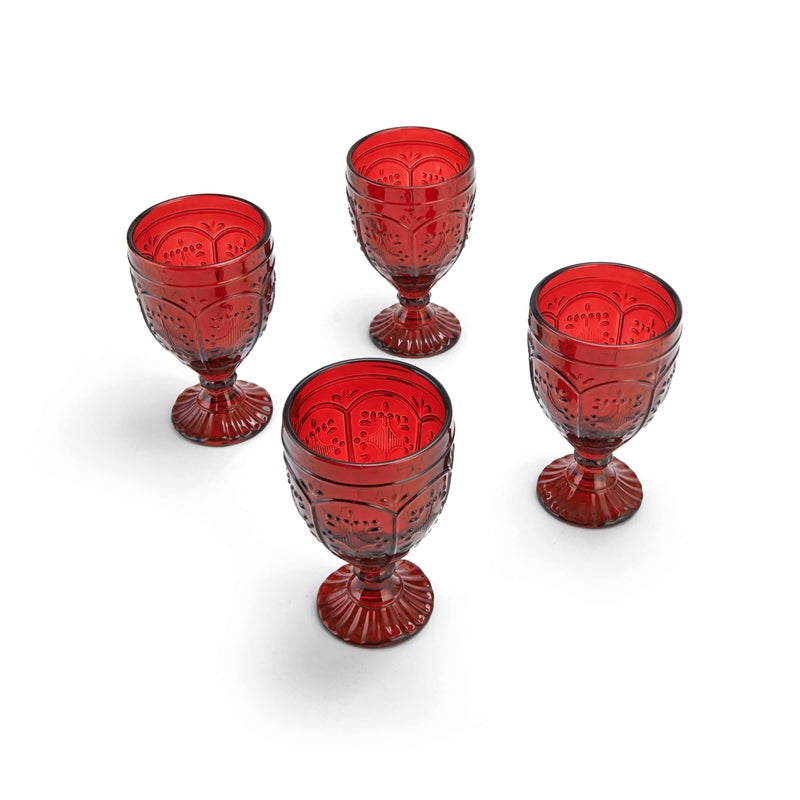 Fitz & Floyd Fitz and Floyd Trestle Glassware Ornate Goblets, 4 Count (Pack of 1), Red - Image 3