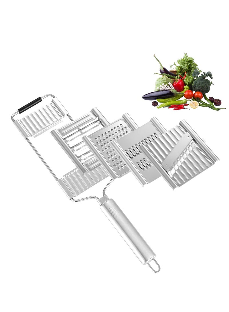 Versatile Handheld Grater with 4 Adjustable Stainless Steel Blades - Ideal for Slicing Vegetables, Fruits, Nuts, Chocolate, and Lemons - Essential Kitchen Tool for Every Home Cook.  - Image 1