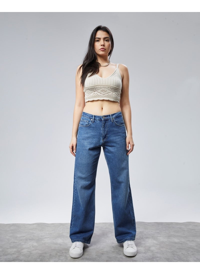 Cedy Denim - Women High Waist Baggy Skater Jeans - Image 1