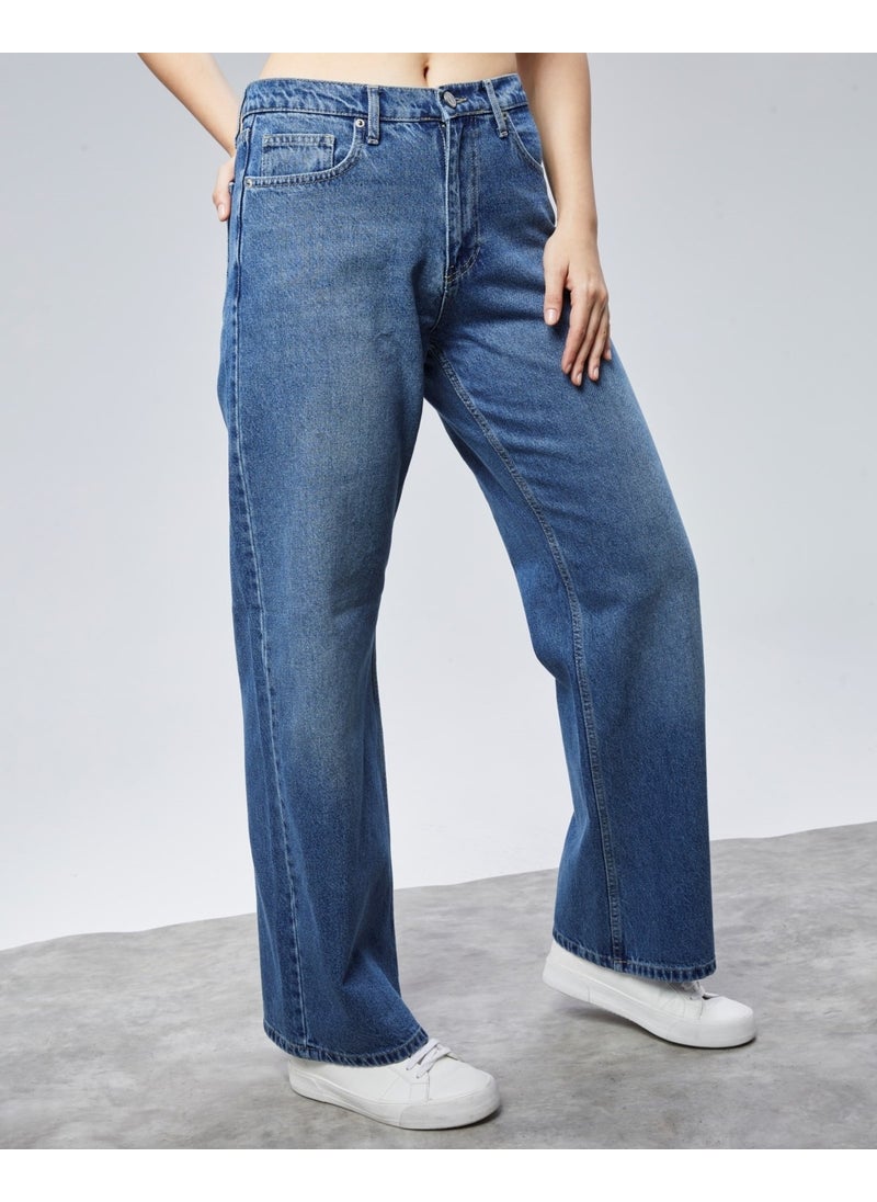 Cedy Denim - Women High Waist Baggy Skater Jeans - Image 1