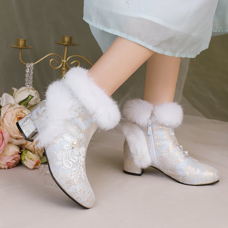 Supply Of Goods In National Style Chinese Clothing Fur 33-43 Size Cheongsam Low Boots Women - Image 5