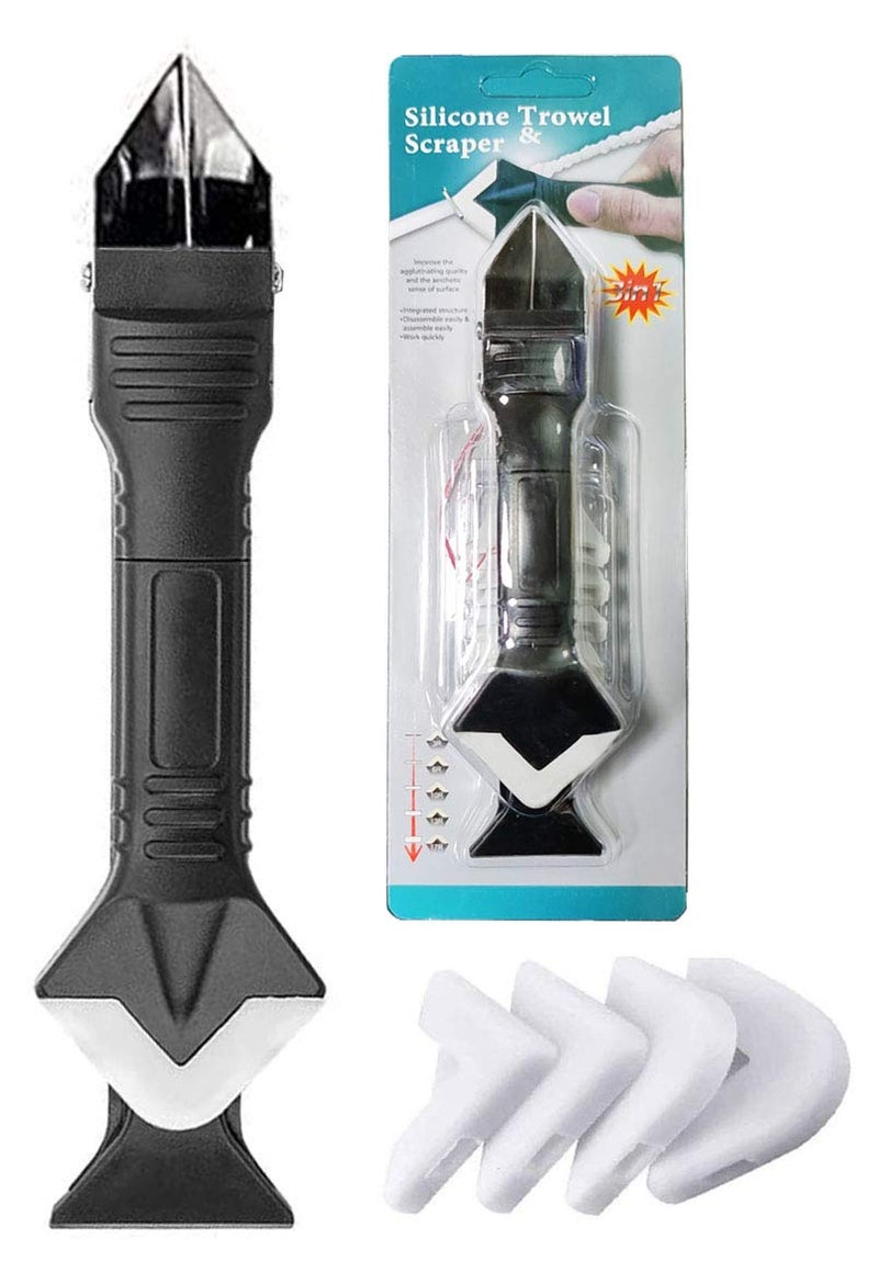 3 in 1 Silicone Caulking Tools Glass Glue Angle Scraper stainless steelhead Caulk Remover and Sealant Scraper For Kitchen Bathroom Window And Frames Sealant Seals