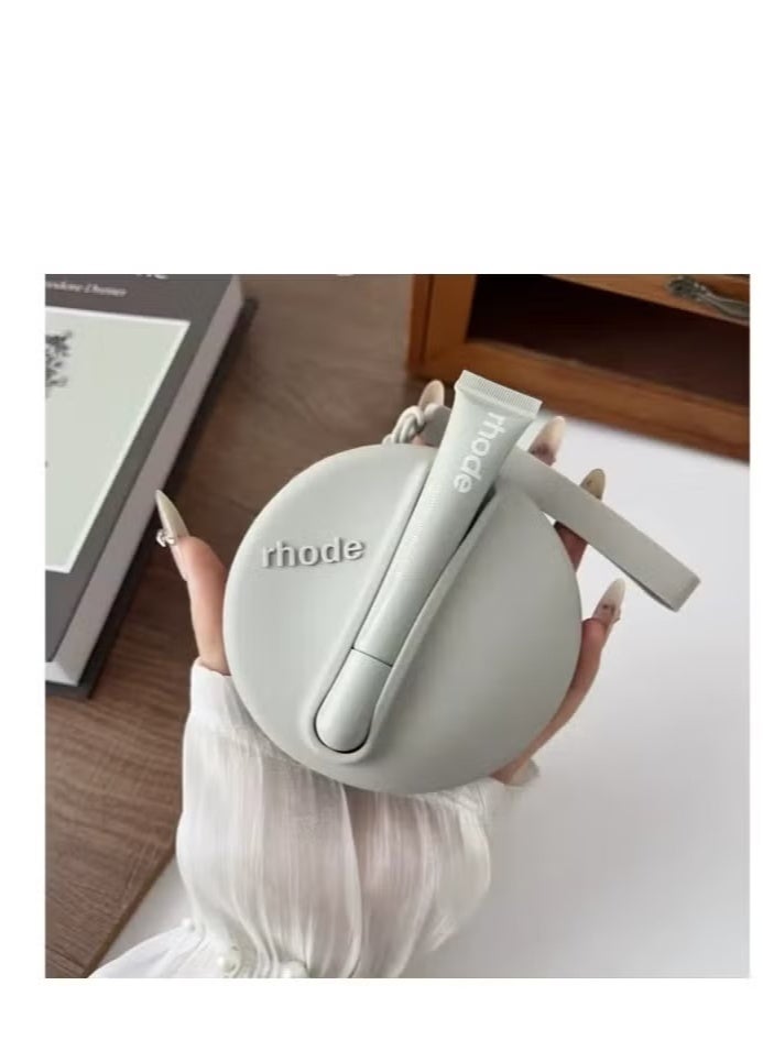 rhode Lipstick Holder Bag Coin Purse Lip Glaze Organizer Storage Bag Toast Ribbon (GREY) - Image 2