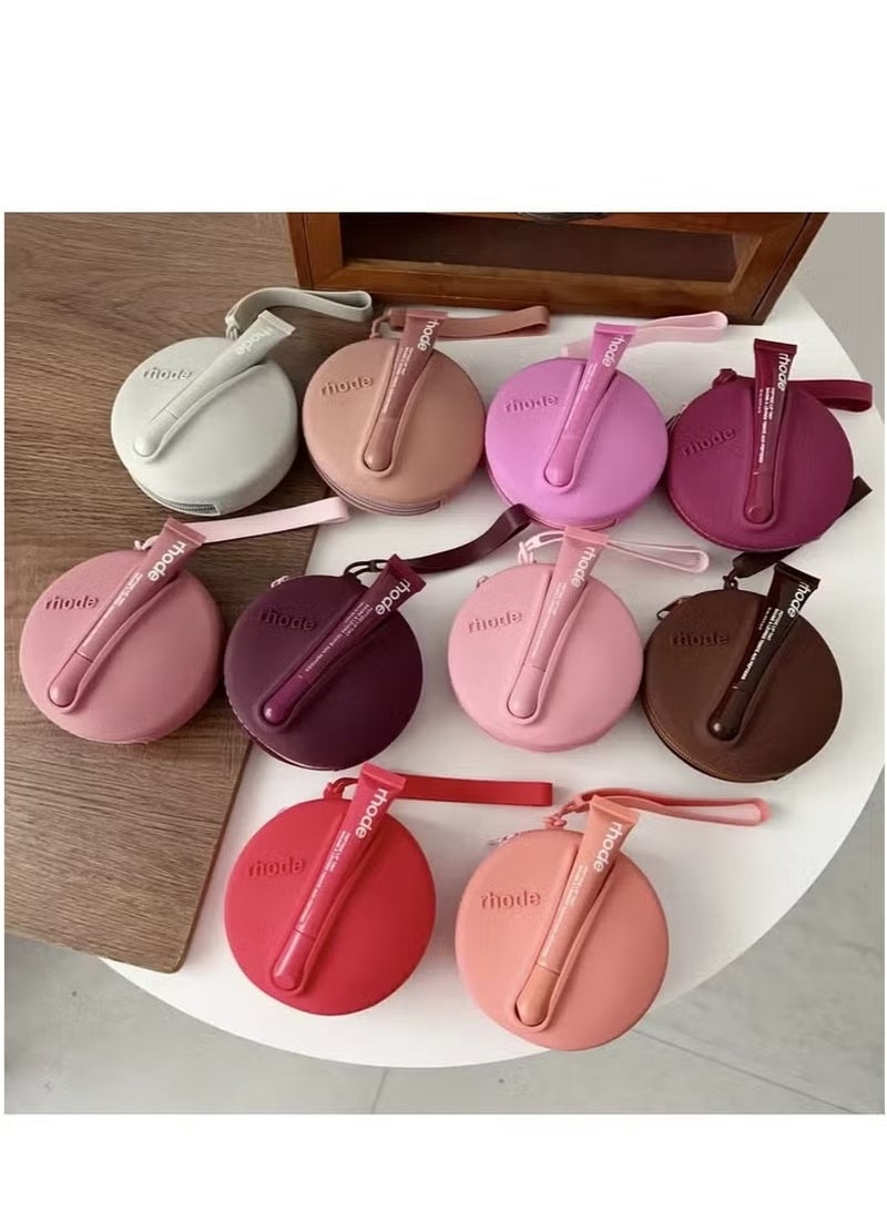 rhode Lipstick Holder Bag Coin Purse Lip Glaze Organizer Storage Bag Toast Ribbon (GREY) - Image 3