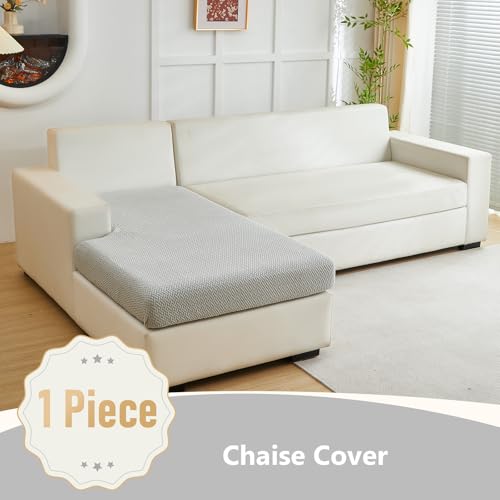 Yoovat Couch Cushion Covers for Sofa Couch Covers Wear-Resistant Universal Sofa Cover Stretch for Sectional Slipcovers (Texture-Light Gray,Chaise Cover) - Image 2