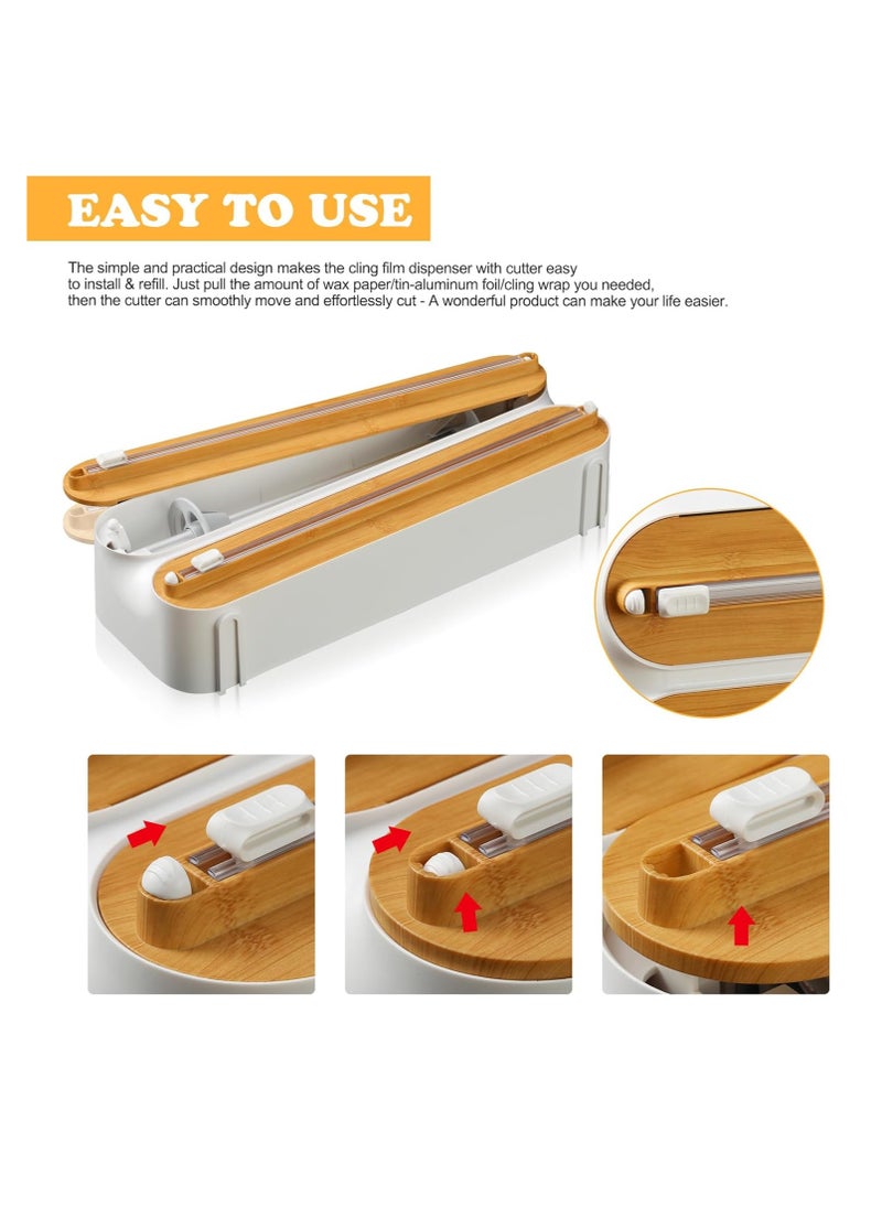 MIXDE Magnetic Plastic Wrap Dispenser with Cutter - Refillable Tin Foil and Plastic Wrap Organizer for Kitchen, Aluminum Foil Dispenser with Paper Towel Holder Wall Mount - Fits 12" Roll  - Image 5