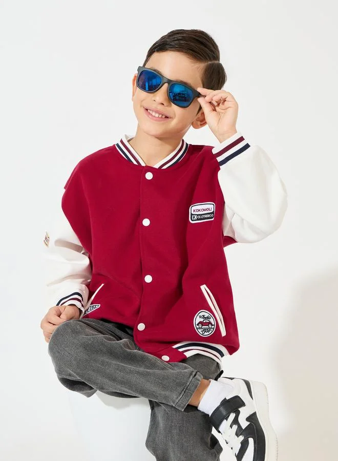 Styli Color Block Patch Detail Jacket with Snap Button