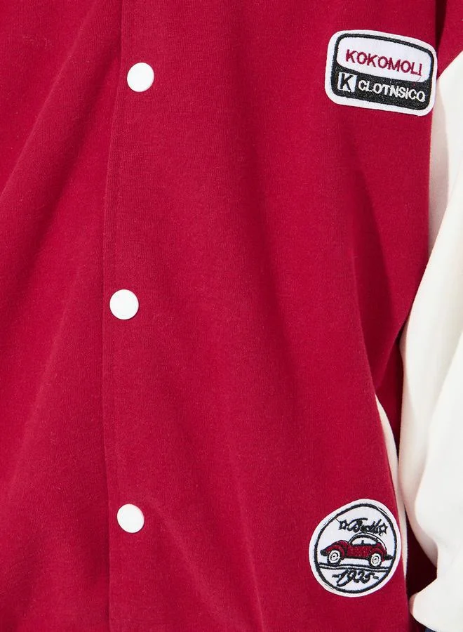 Styli Color Block Patch Detail Jacket with Snap Button