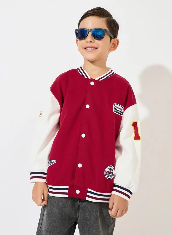 Styli Color Block Patch Detail Jacket with Snap Button