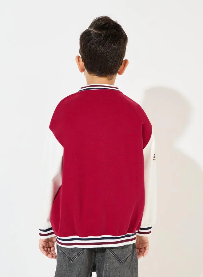 Styli Color Block Patch Detail Jacket with Snap Button