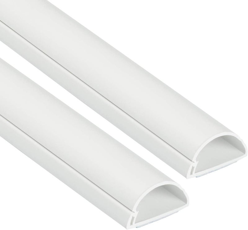 D-Line Half Round Cord Hider, Patented Cable Cover, Hide TV Wall Mount Wires, Raceway for Cords, Decorative Wire Covers, Paintable, Adhesive Cable Concealer - 2X 1.18in W x 0.59in H x 39in L - White - Image 1