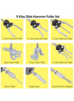 Generic Slide Hammer Puller Set, 9 Way Slide Hammer Puller Set, Large Slide Hammer, Hub Hammer, Wheel Hub Puller Tool, Bearing Slide Hammer Puller Set, Internal and External Puller  - Image 4