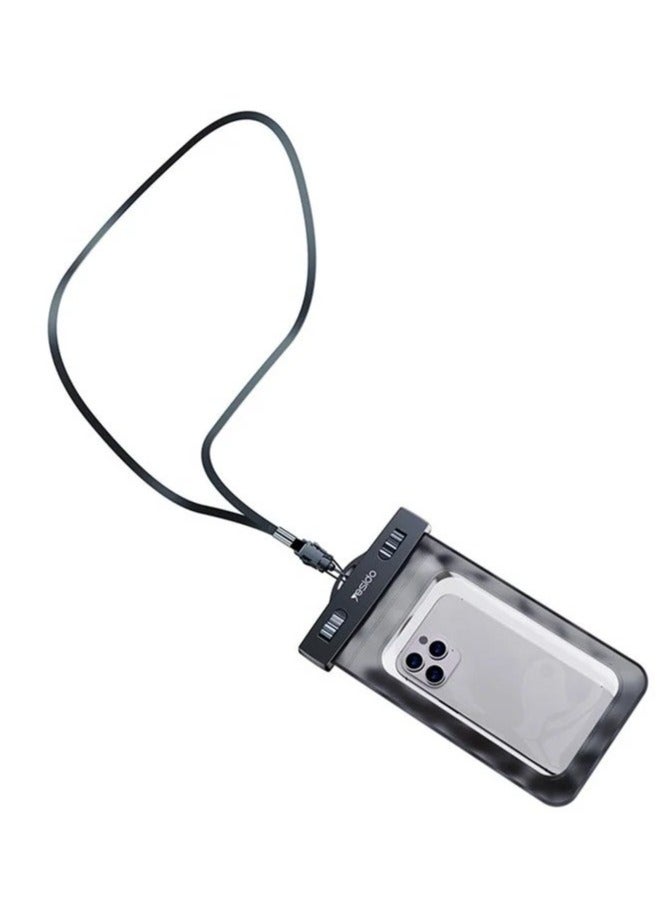 Yesido WB10 Portable Waterproof Mobile Phone Case – IPX8 Certified Dry Bag with Secure Lock Seal and Detachable Strap for Outdoor Swimming, Beach, Snorkeling, Water Sports – Universal Fit for All Smartphones – Touchscreen-Friendly – Black - Image 2